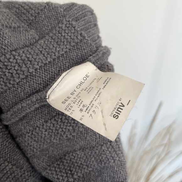 See By Chloé Grey Knit Sweater Textured Cropped Pullover, Size Small - Picture 5 of 5